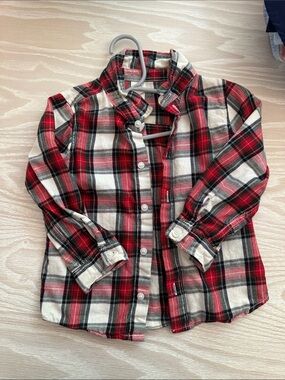 H&M Red and Cream Plaid Button-Down Shirt for Kids